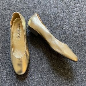 New Italian golden real fine leather flat - European size 36